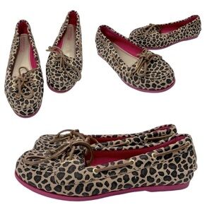 Sperry Top Sider Audrey Loafer Leopard Cheeta Print Pink size Y4 women’s sz 5.5